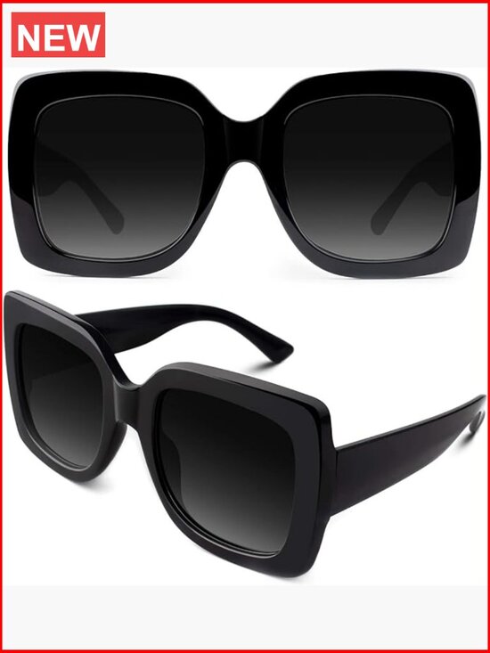 Oversized Square Frame Sunglasses Retro Vintage UV400 Protection main image 7
